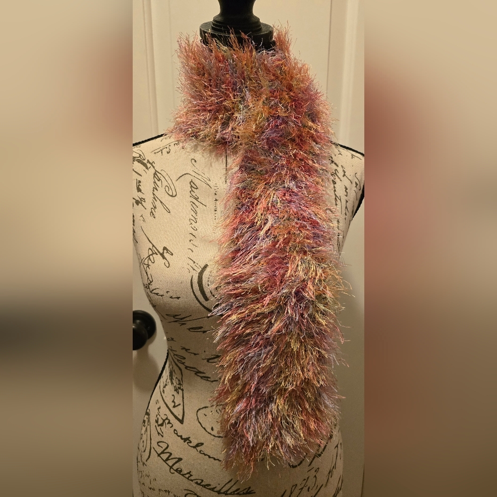 Hand Knitted Scarf Multicolor Sparkly Yarn